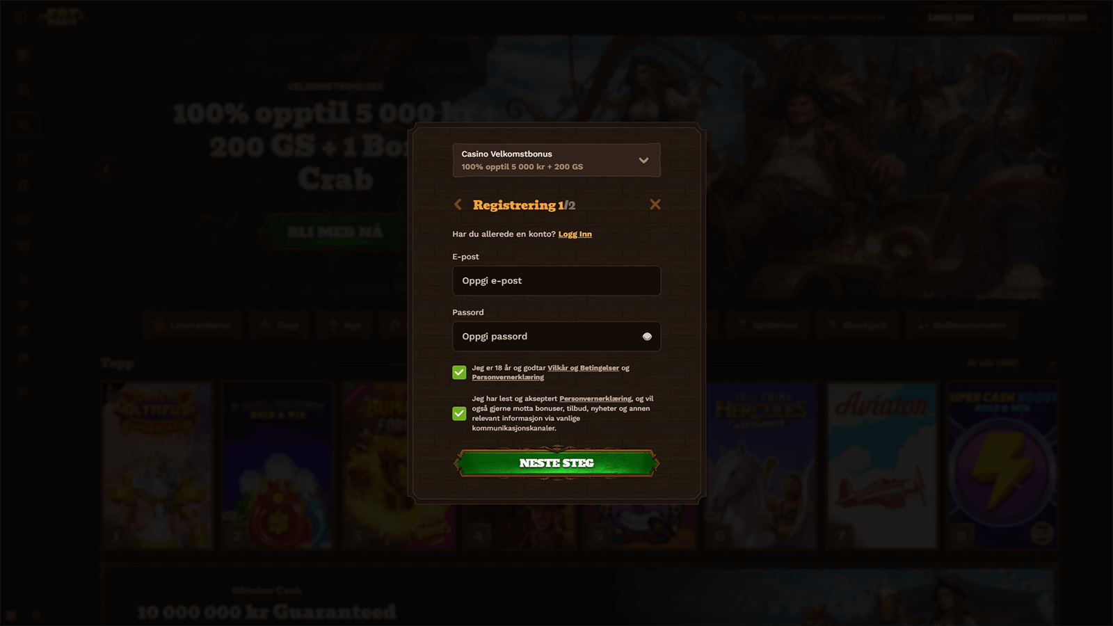 FatPirate Casino Registreringsprosess