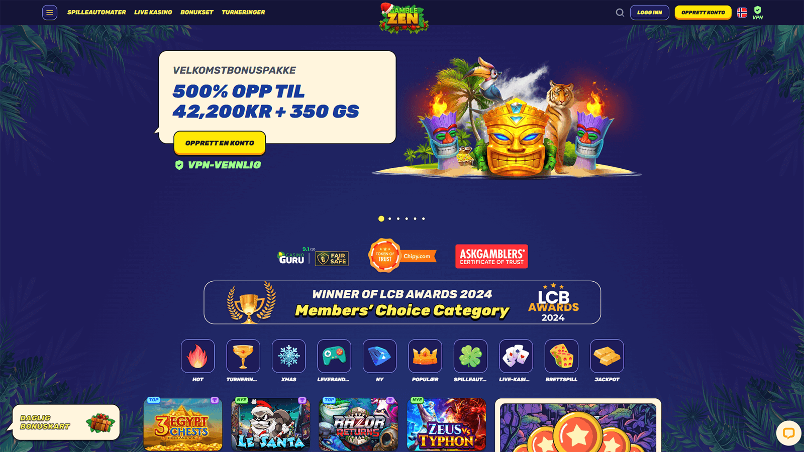 GambleZen Casino hjemmeside i Norge