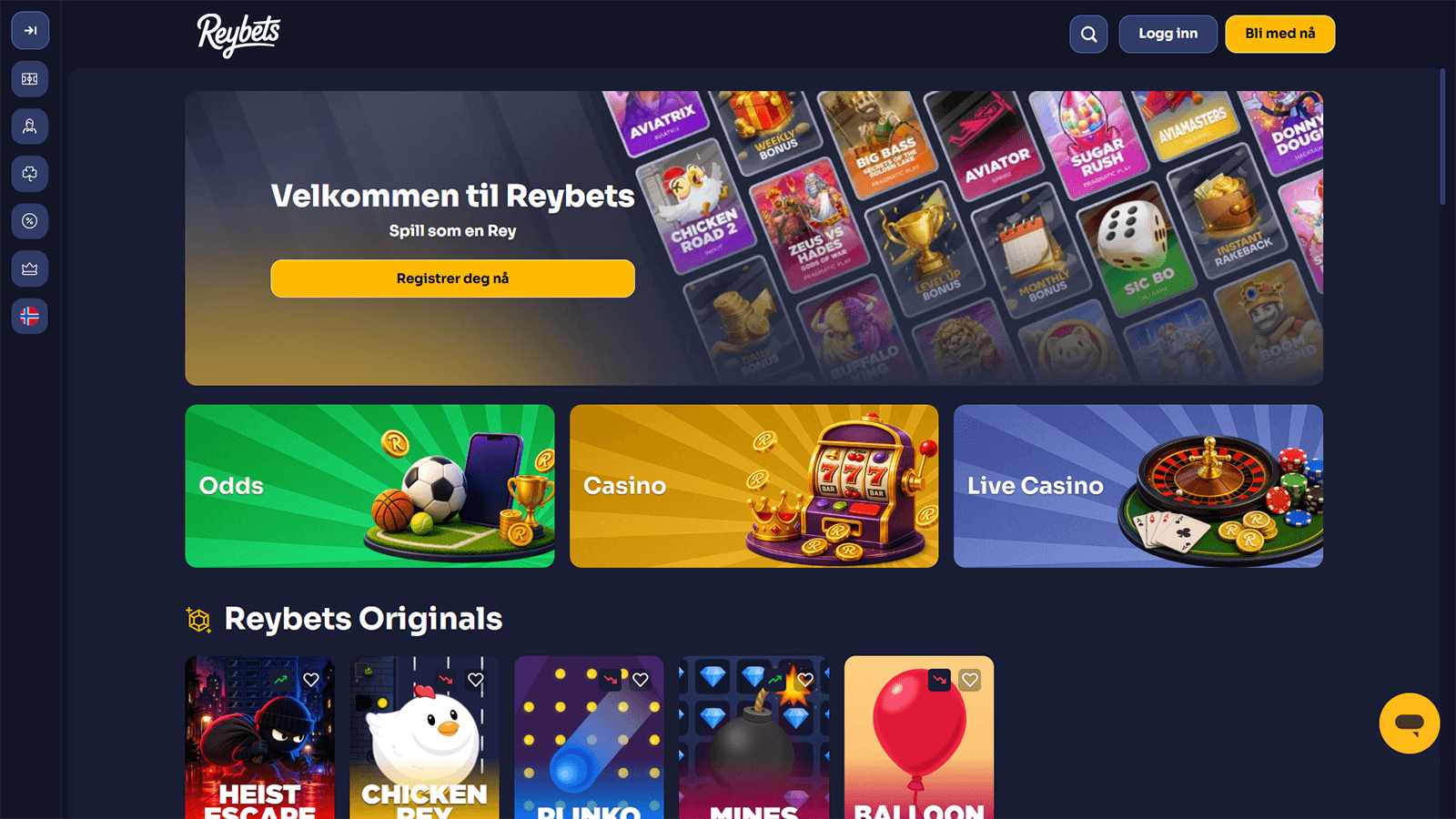 Hjemmesiden til Reybets Casino i Norge 