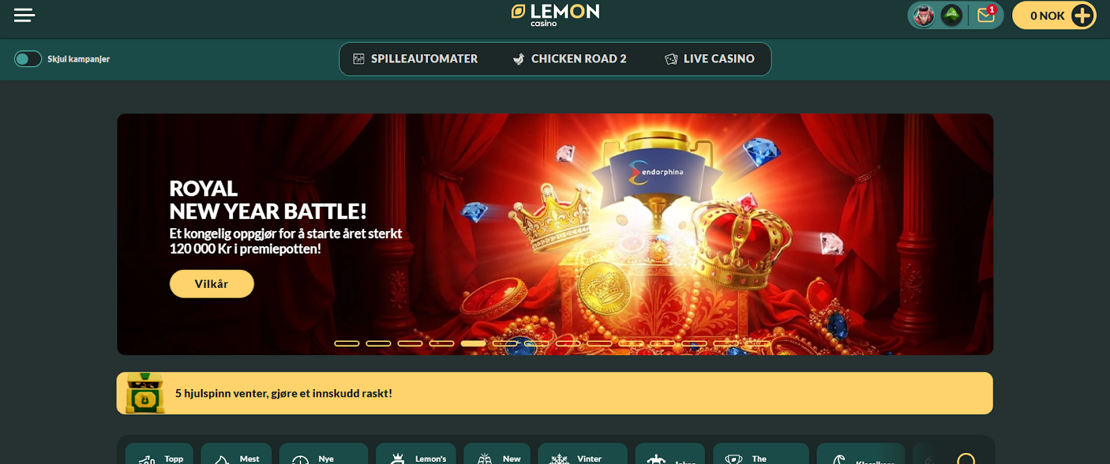 Lemon Casino Homepage 