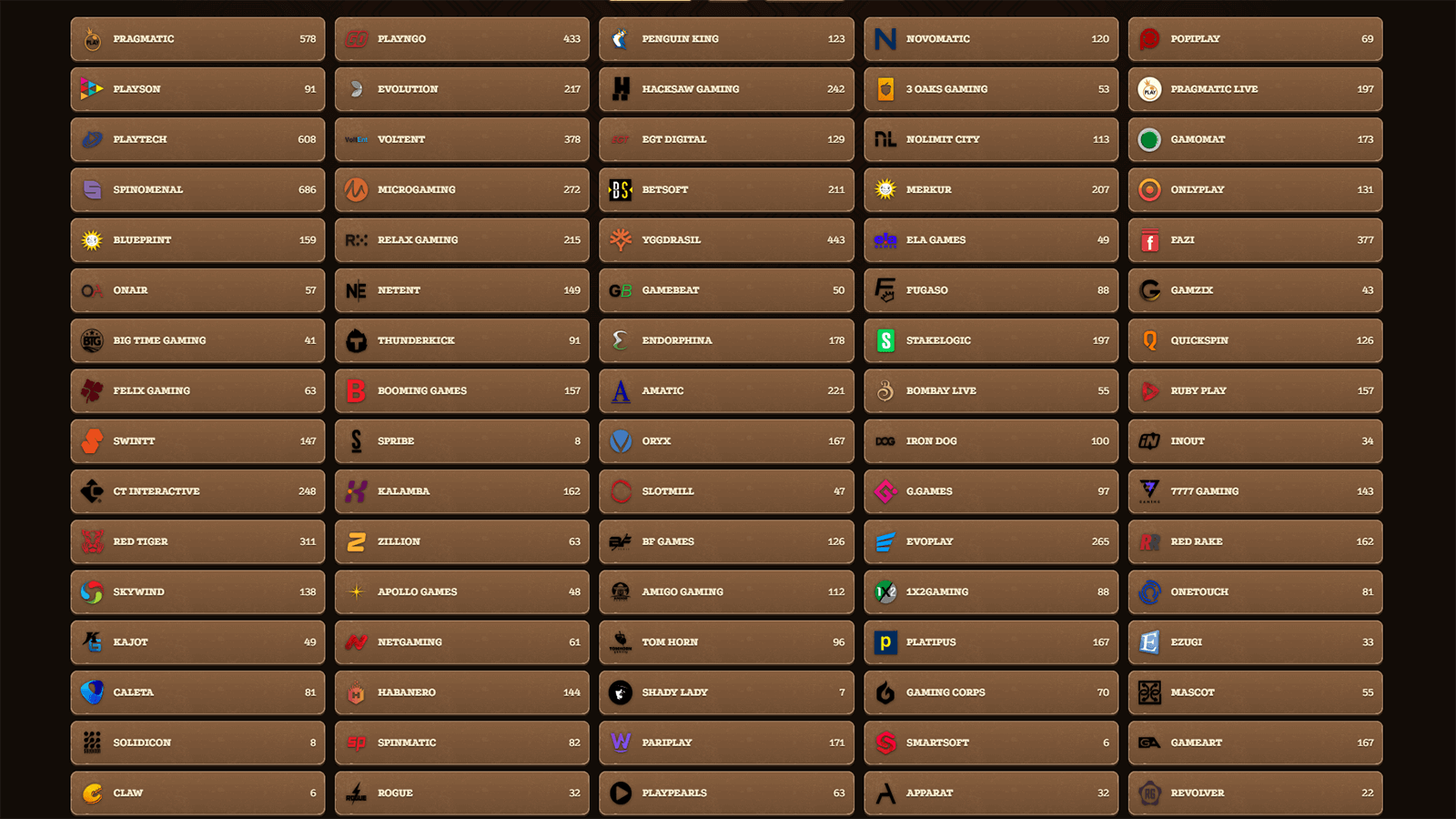 Leverandorer av kasinospill pa Lizaro Casino 