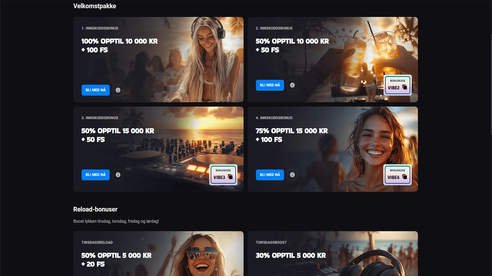 LuckyVibe Casino velkomstbonuser i Norge