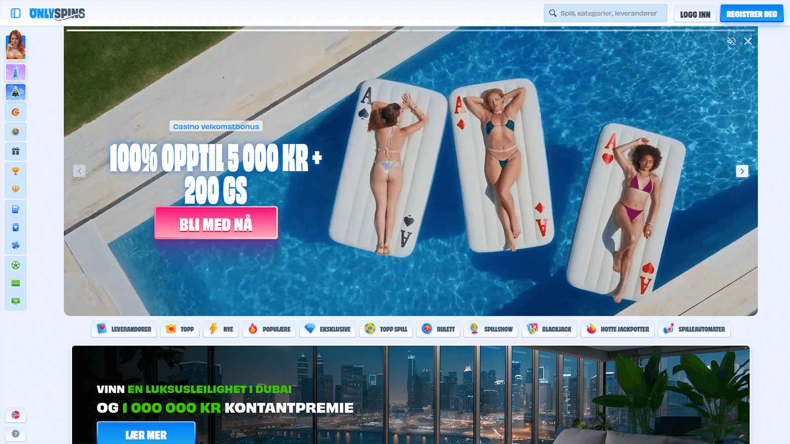 OnlySpins Casino hjemmeside i Norge 