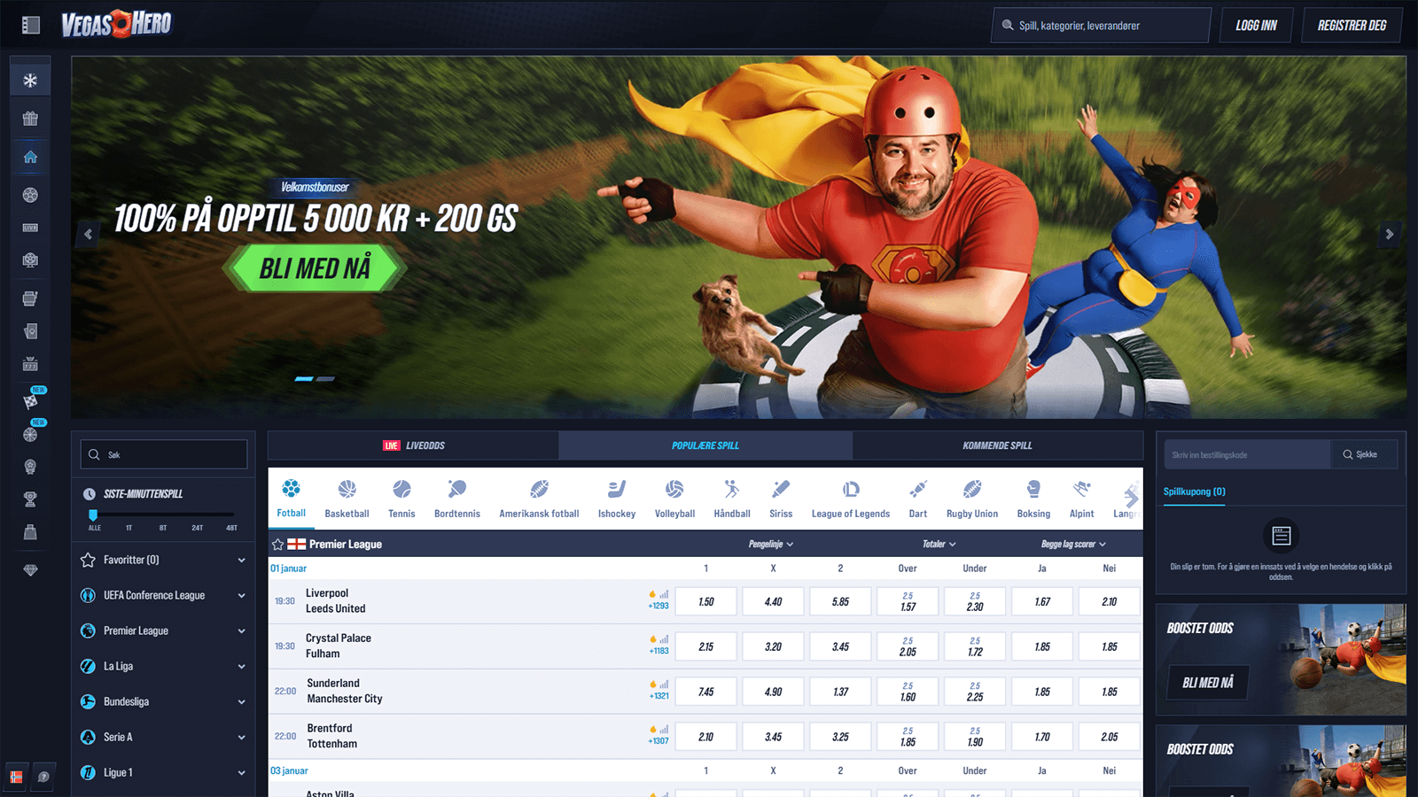 VegasHero Casino hjemmeside i Norge