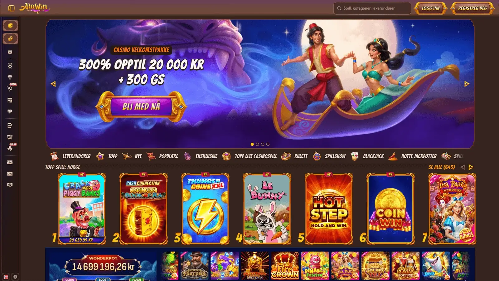AlaWin Casino hjemmeside i Norge 