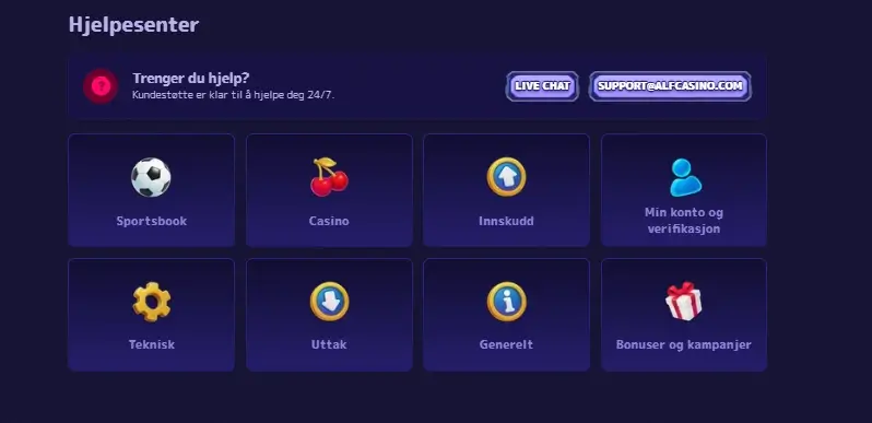 AlfCasino Hjelpesenter 