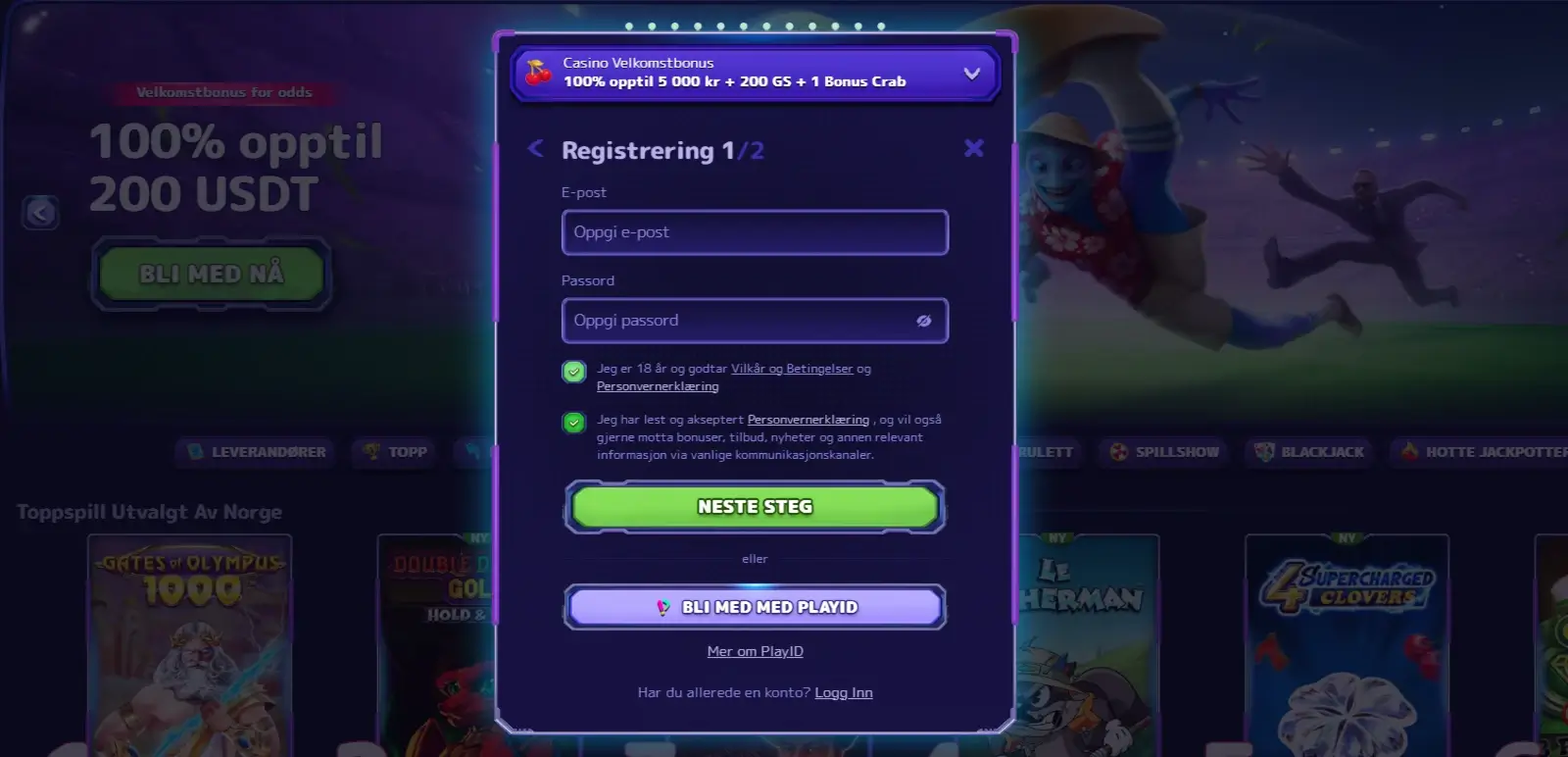 AlfCasino Registrering 