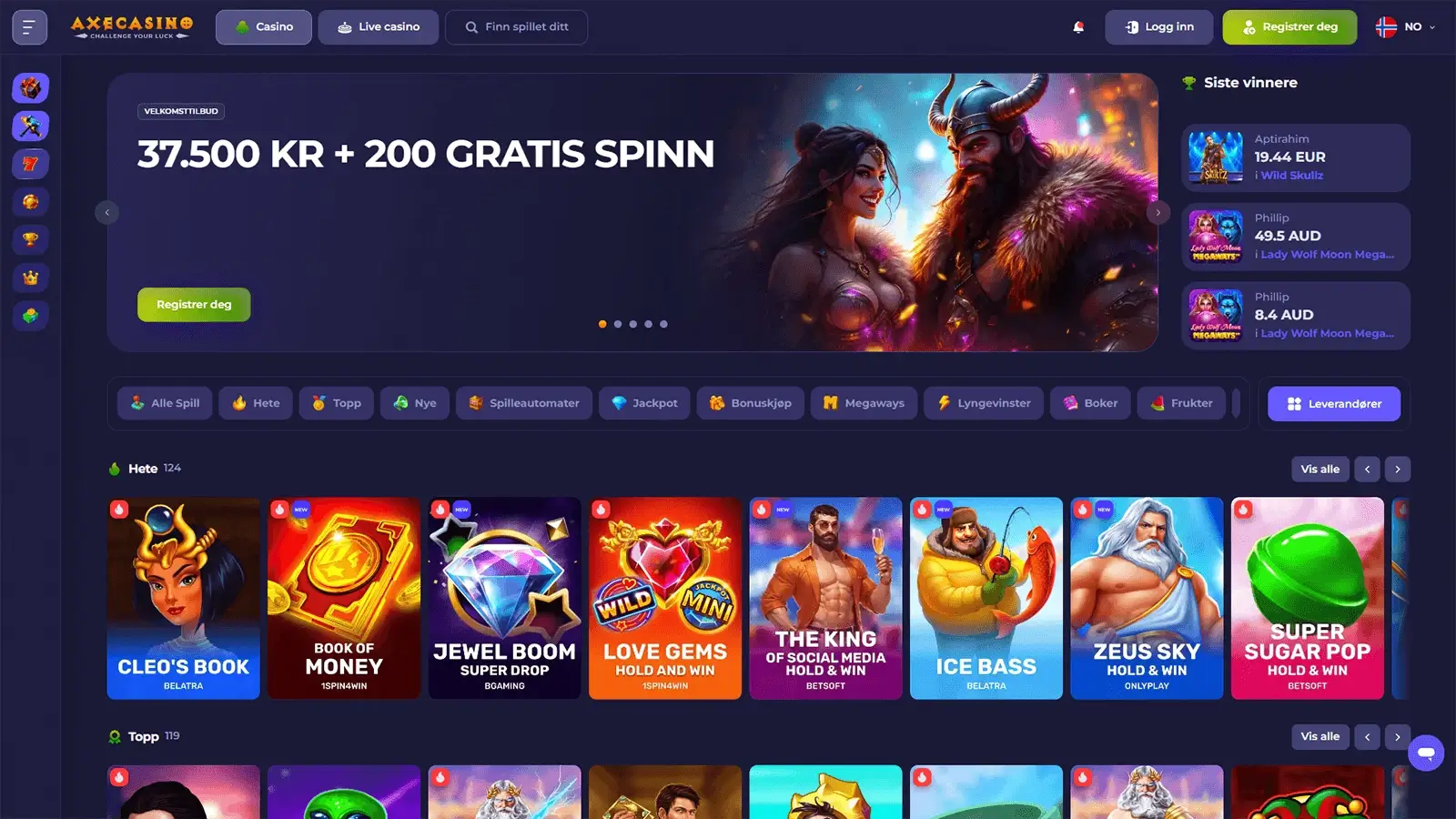 Axecasino hjemmeside i Norge 