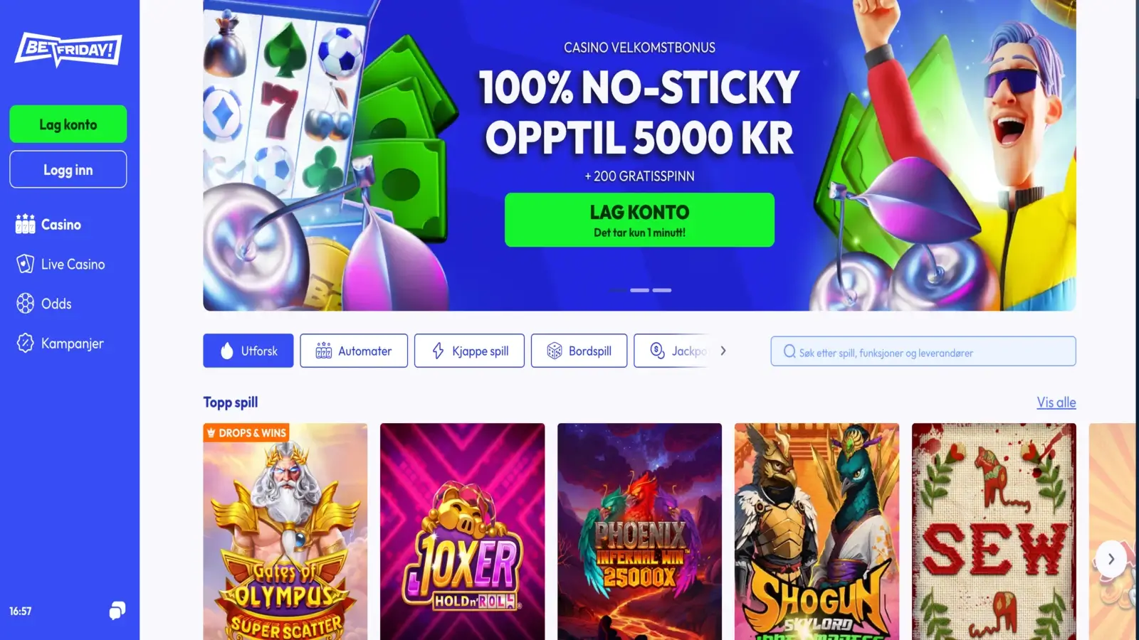 BetFriday Hjemmeside