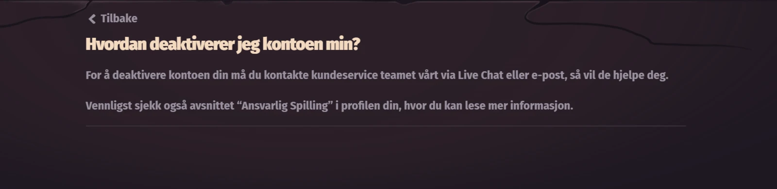 Dragonia Hvordan slette din konto 