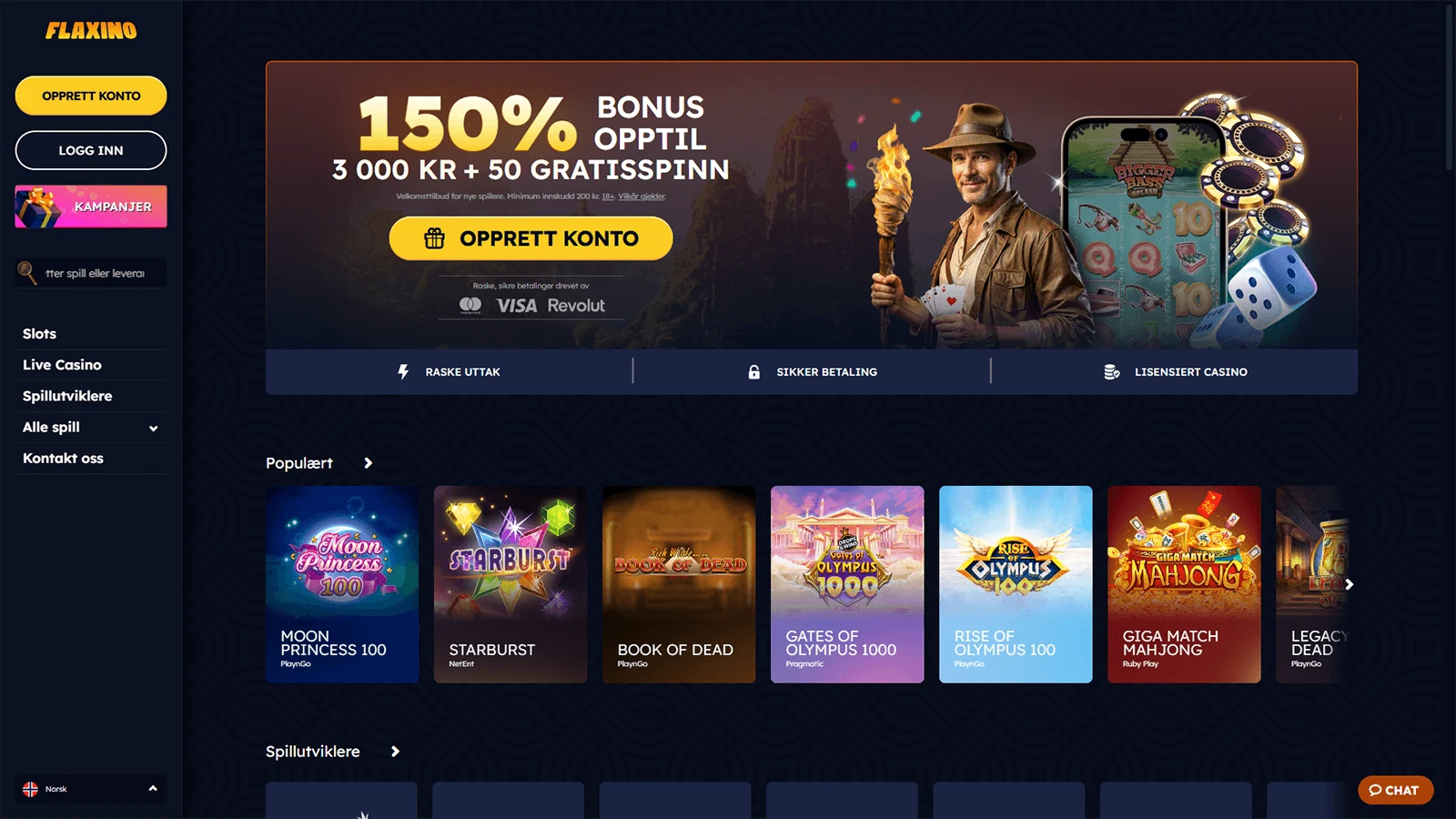 Flaxino Casino hjemmeside i Norge 