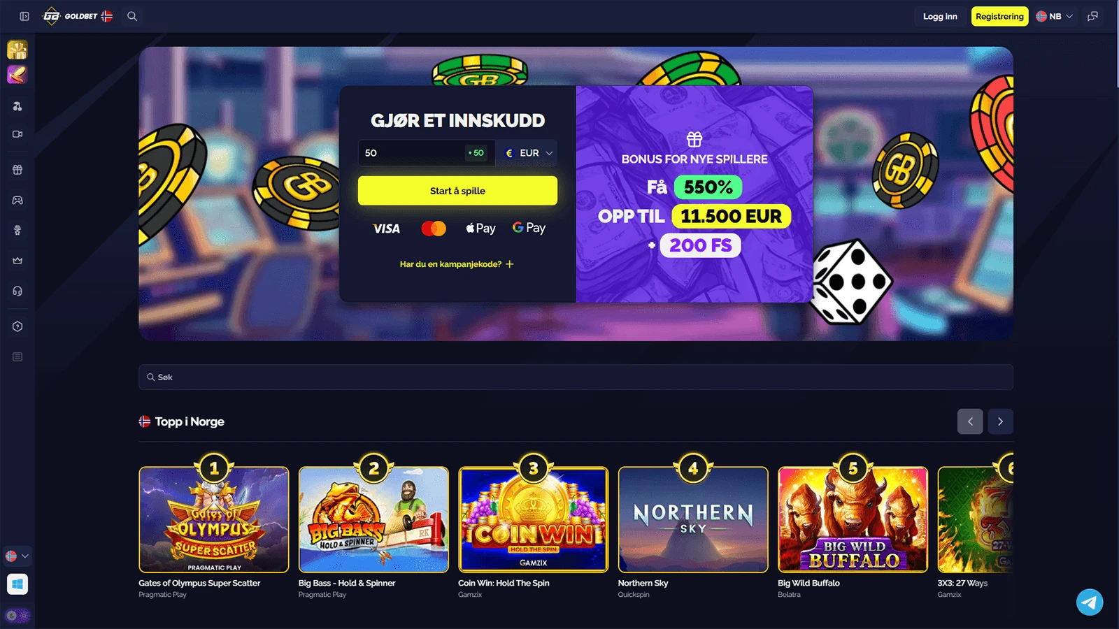 Goldbet Casino hjemmeside i Norge 