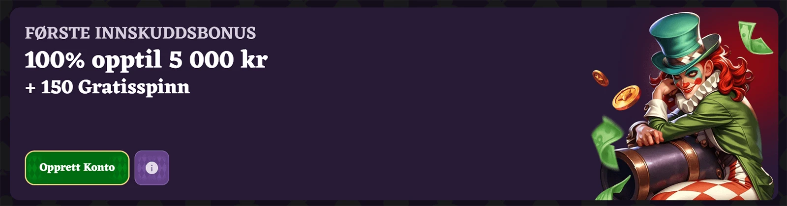 HappyJokers Casino F&oslash;rste innskuddsbonus i Norge 