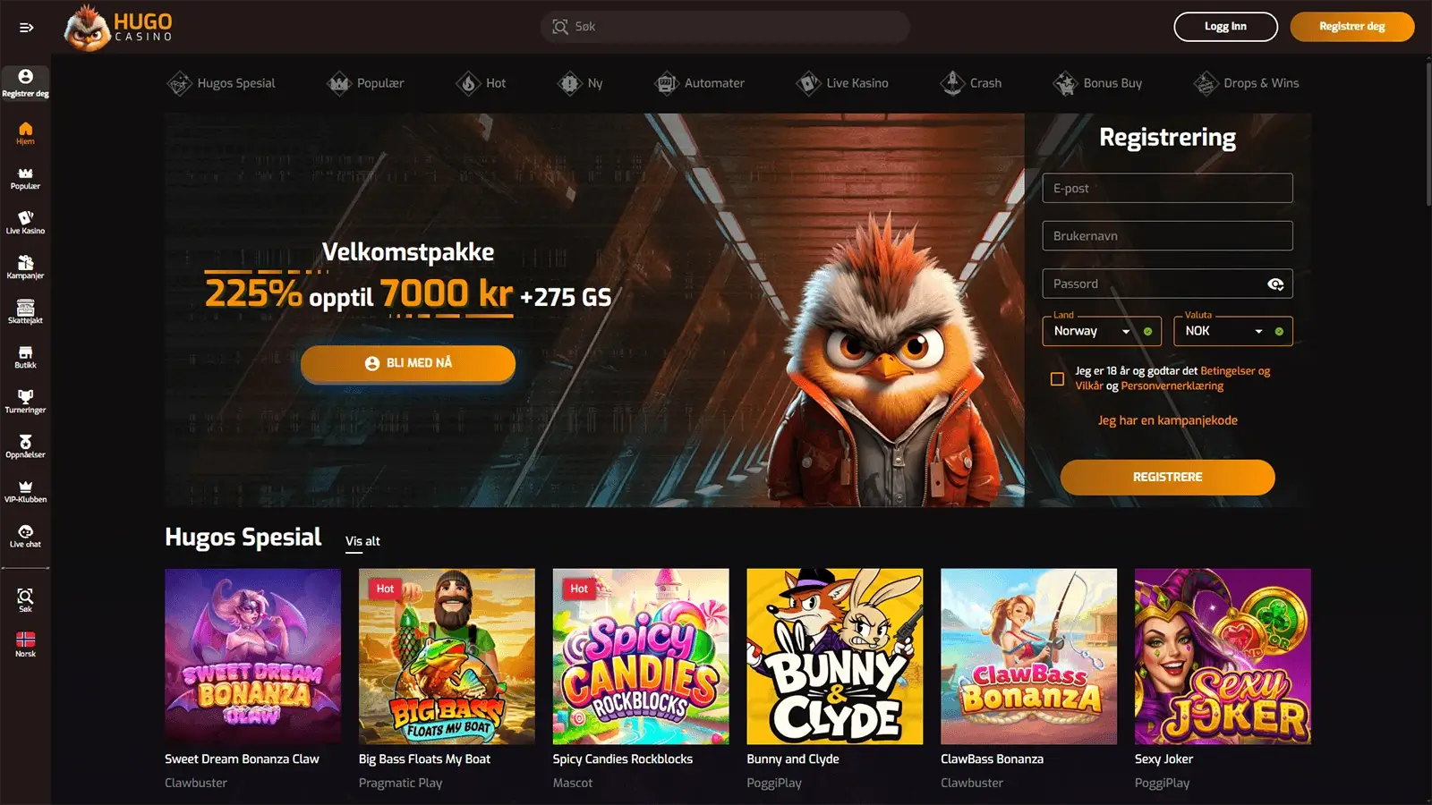 Hugo Casino hjemmeside i Norge 