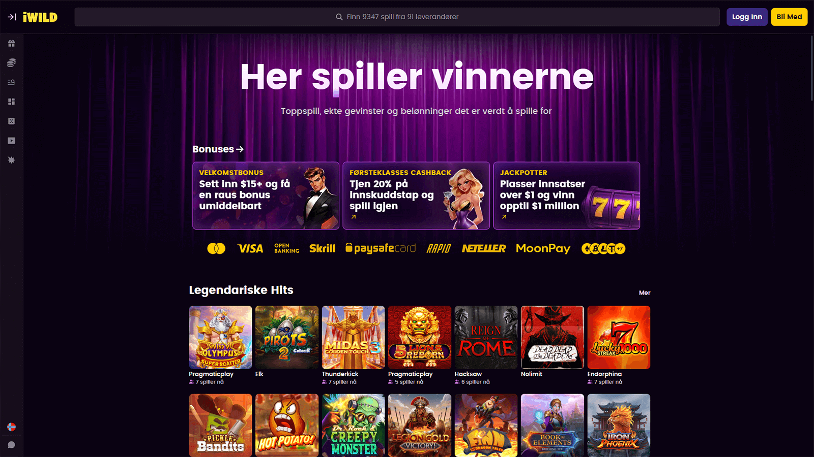 iWild Casino hjemmeside i Norge