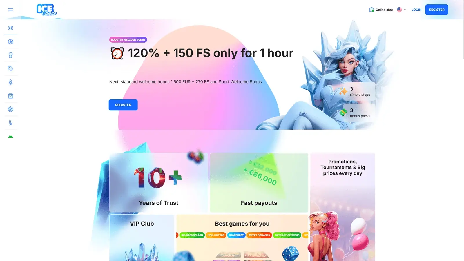 ICE Casino hjemmeside i Norge 