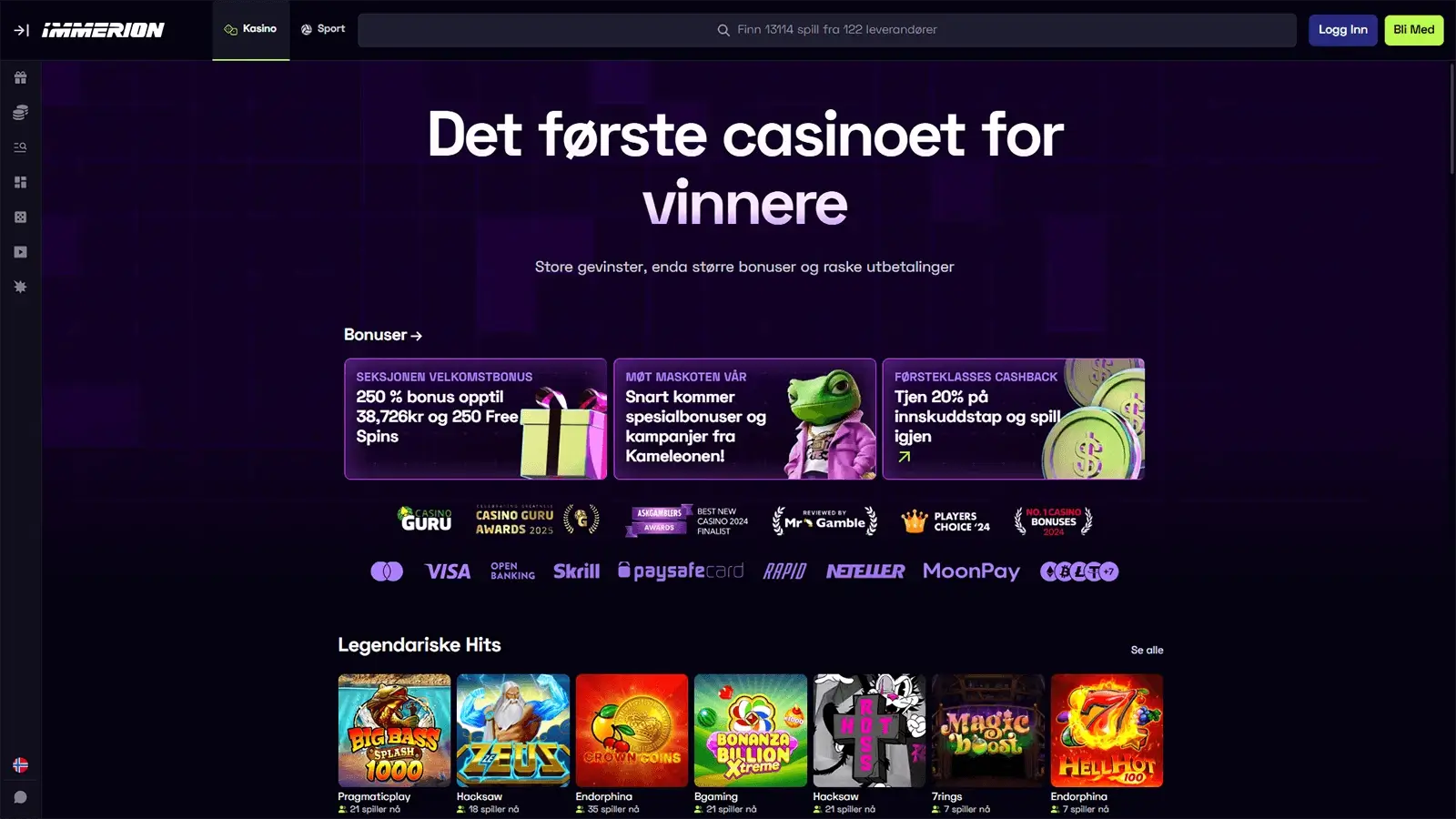 Immerion Casino hjemmeside i Norge 