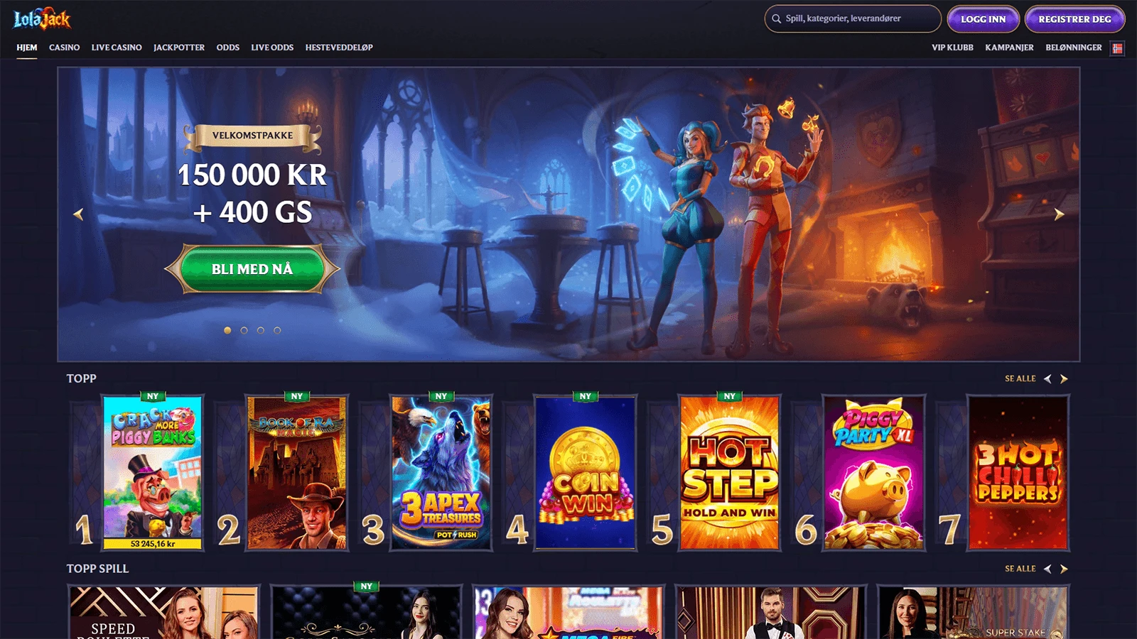 LolaJack Casino hjemmeside i Norge 