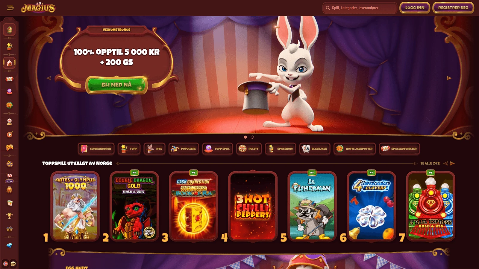 magius casino med mobilautomater i norge