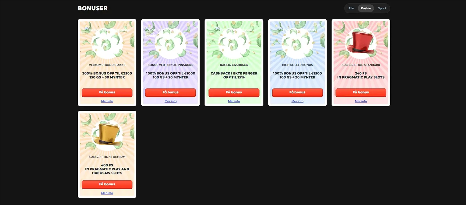 MegaRich Casino Bonuser i Norge 