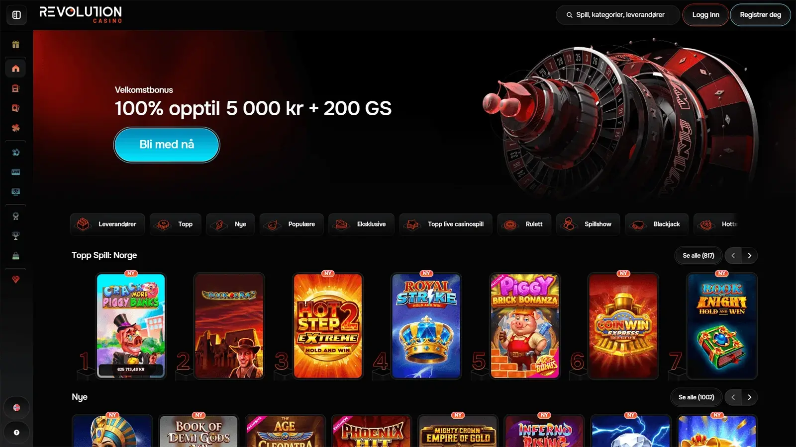 Revolution Casino hjemmeside i Norge
