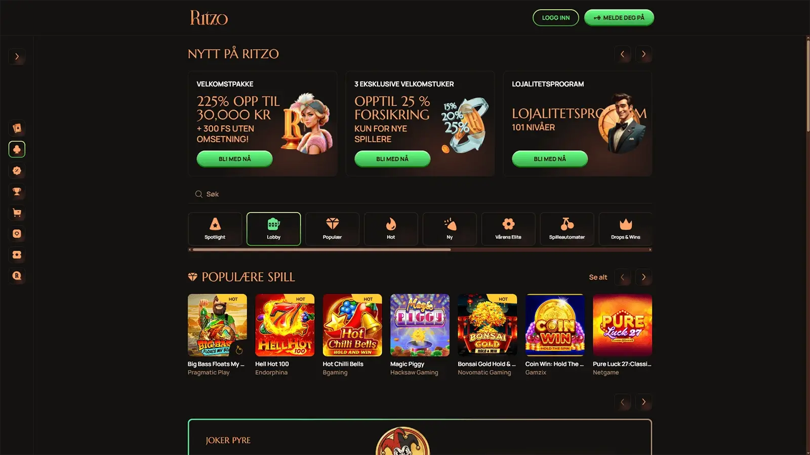 Ritzo Casino hjemmeside i Norge 