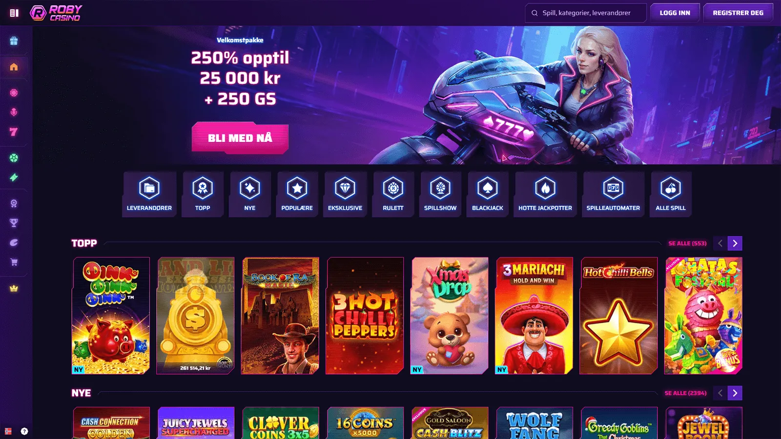 Roby Casino hjemmeside i Norge