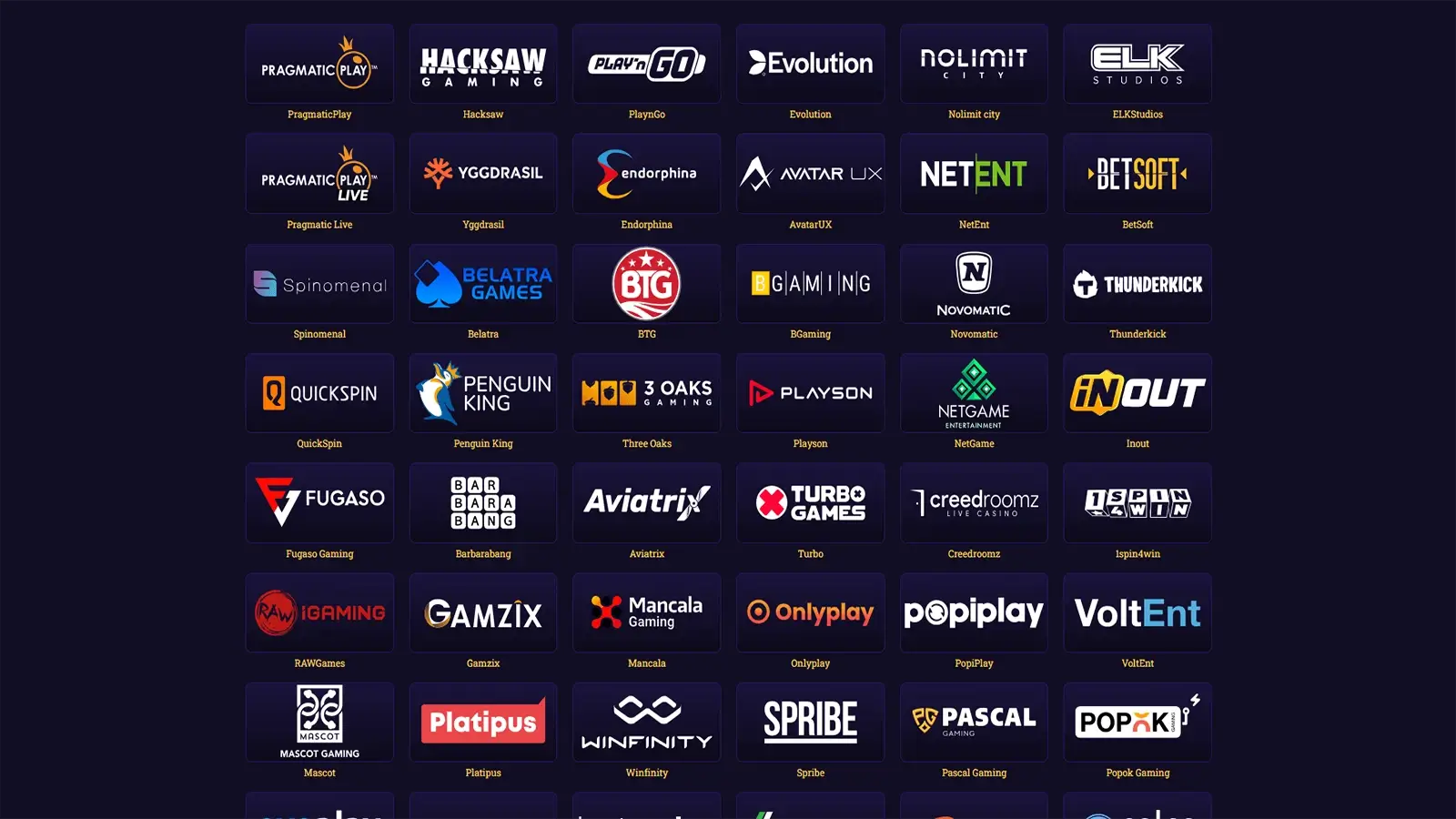 Spillleverand&oslash;rer hos Emperia Casino i Norge 