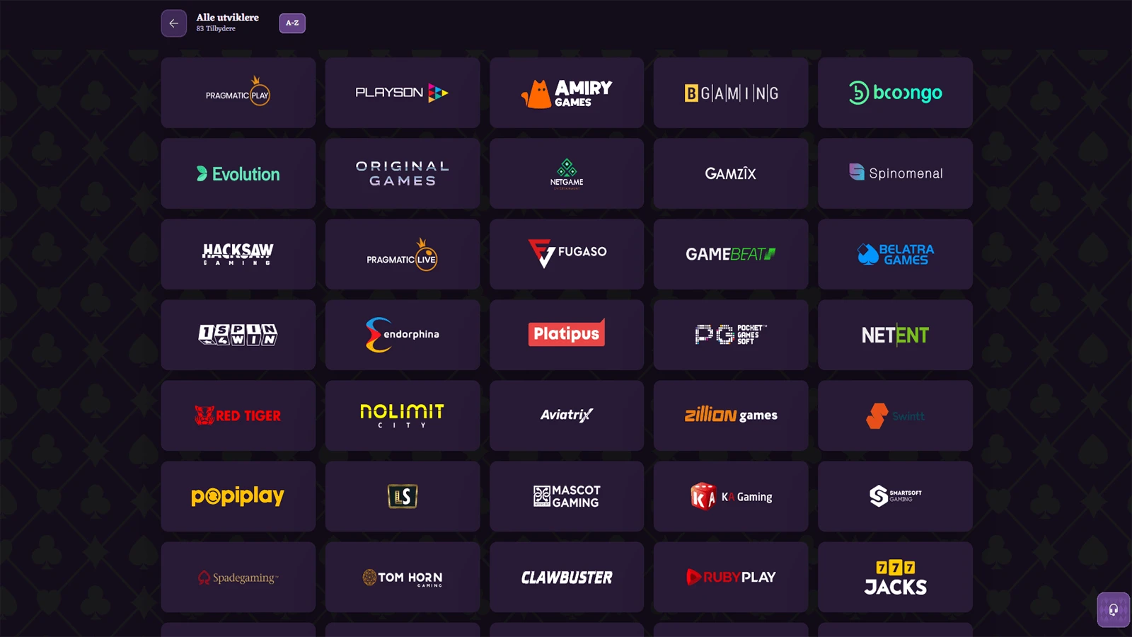 Spillleverand&oslash;rer hos HappyJokers Casino i Norge 