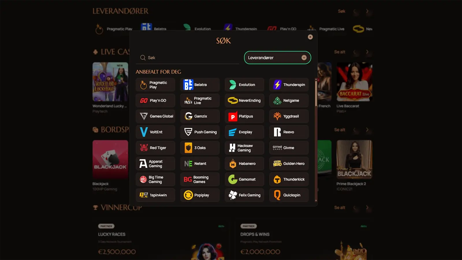 Spillleverand&oslash;rer p&aring; Ritzo Casino i Norge 