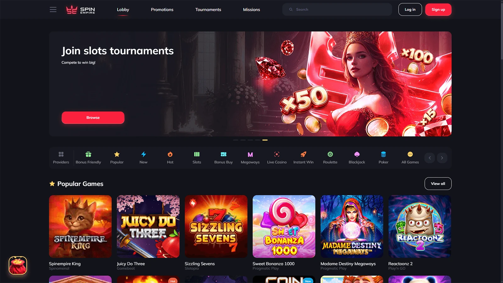 Spin Empire Casino hjemmeside i Norge 