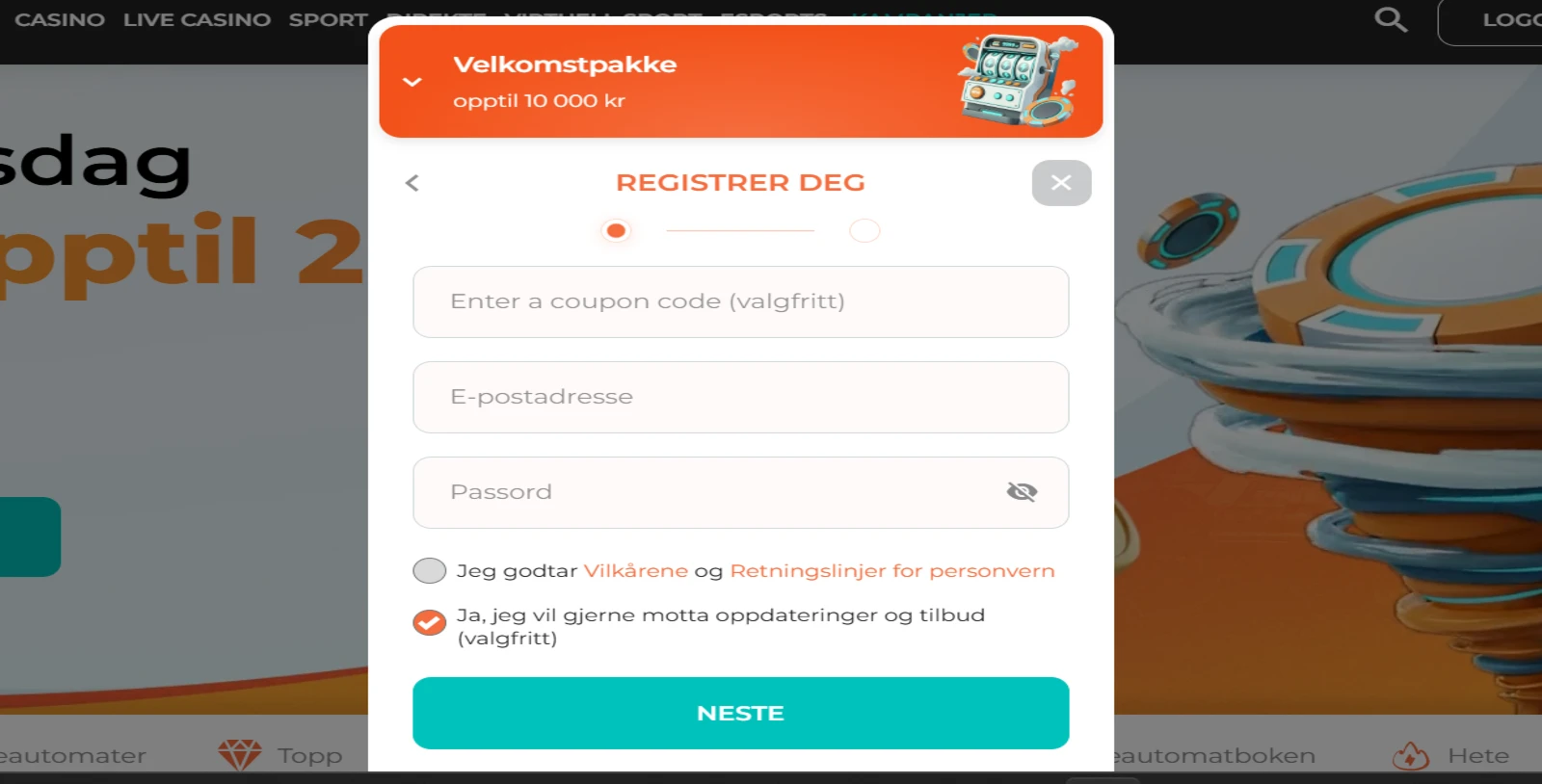 Spininio Registrering