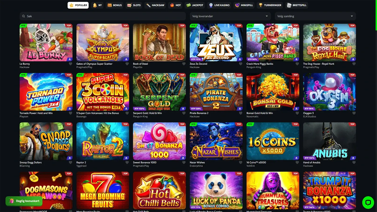 SpinMills Casino Games utvalg i Norge 