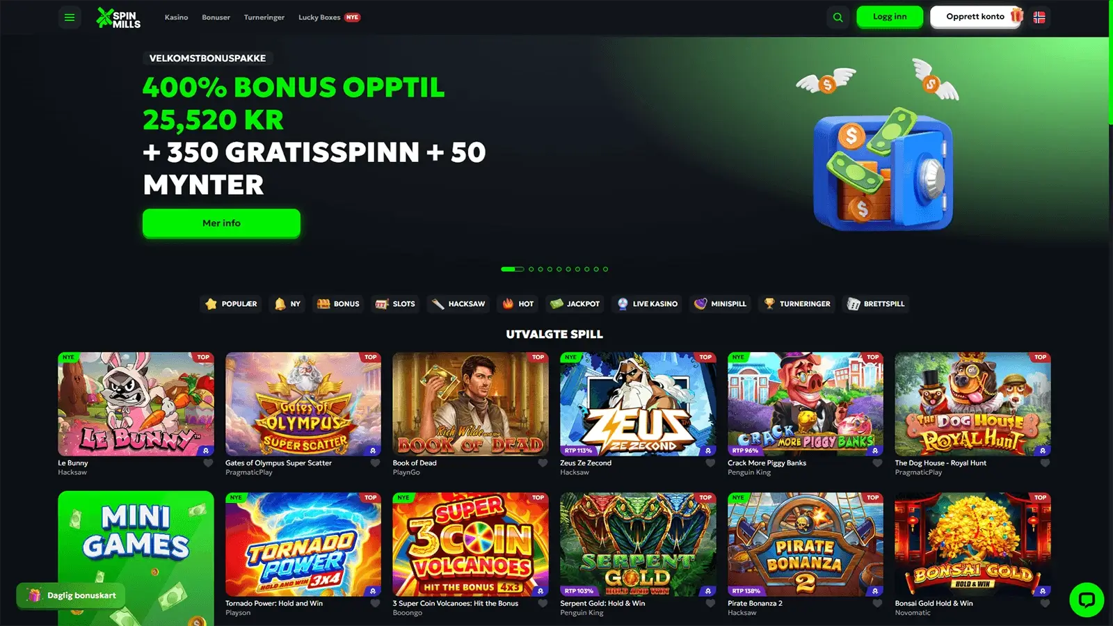 SpinMills Casino hjemmeside i Norge 