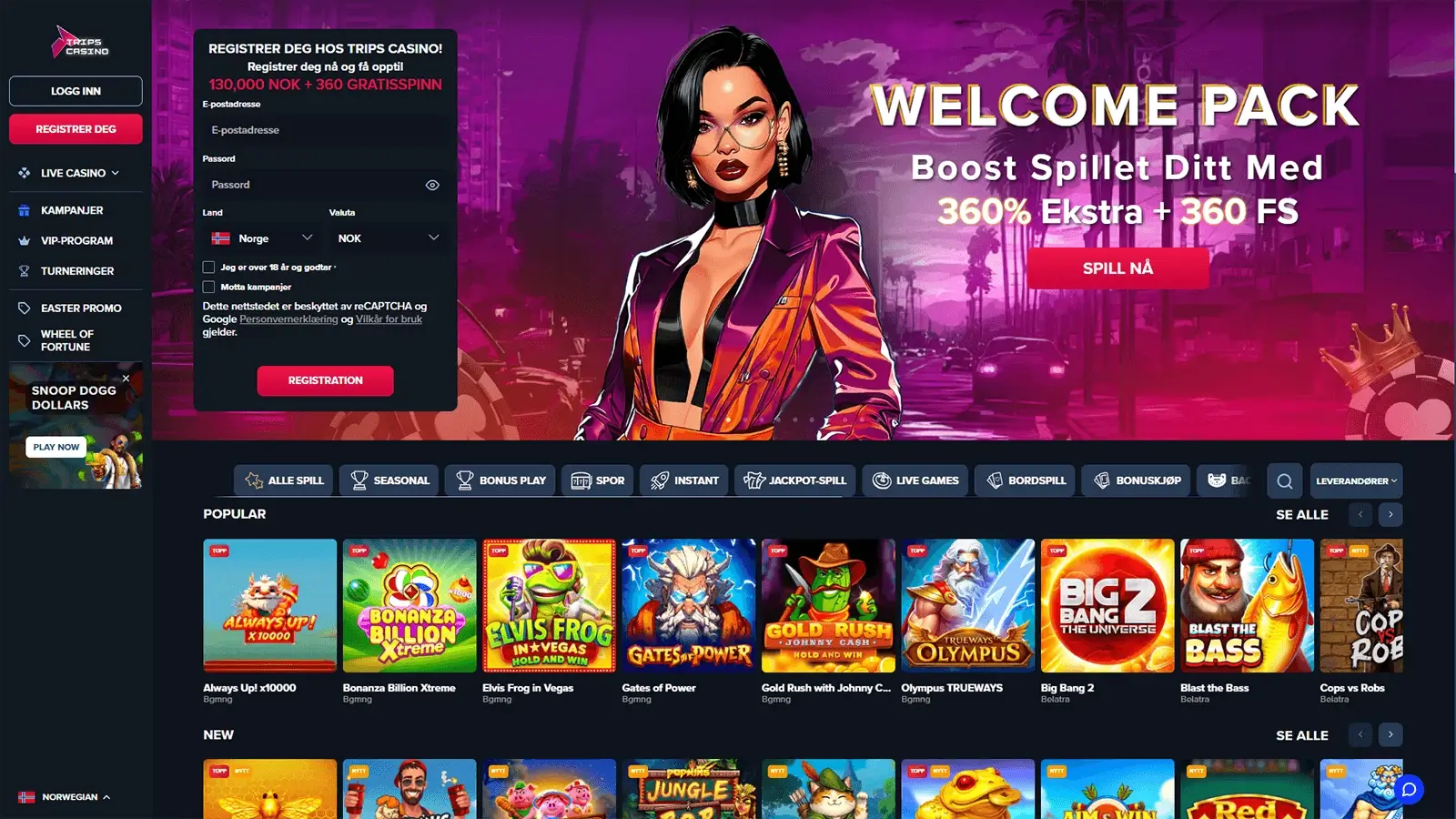 Trips Casino hjemmeside i Norge 