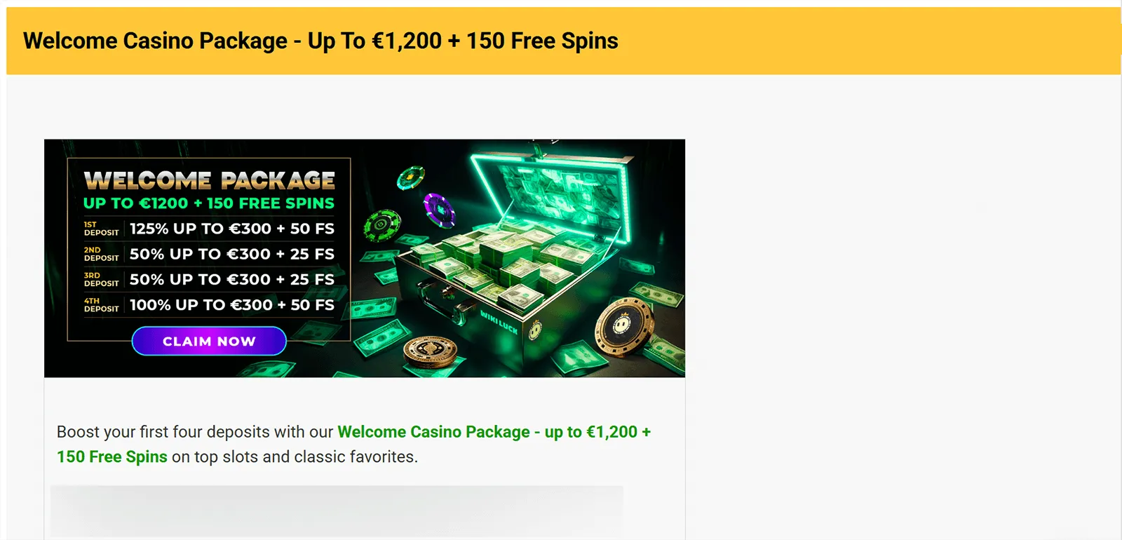 WikiLuck Casino velkomsttilbud i Norge 